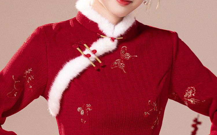 Women Cheongsam Winter Collection Christmas New Arrival Red Dress Thickened New Year Qipao