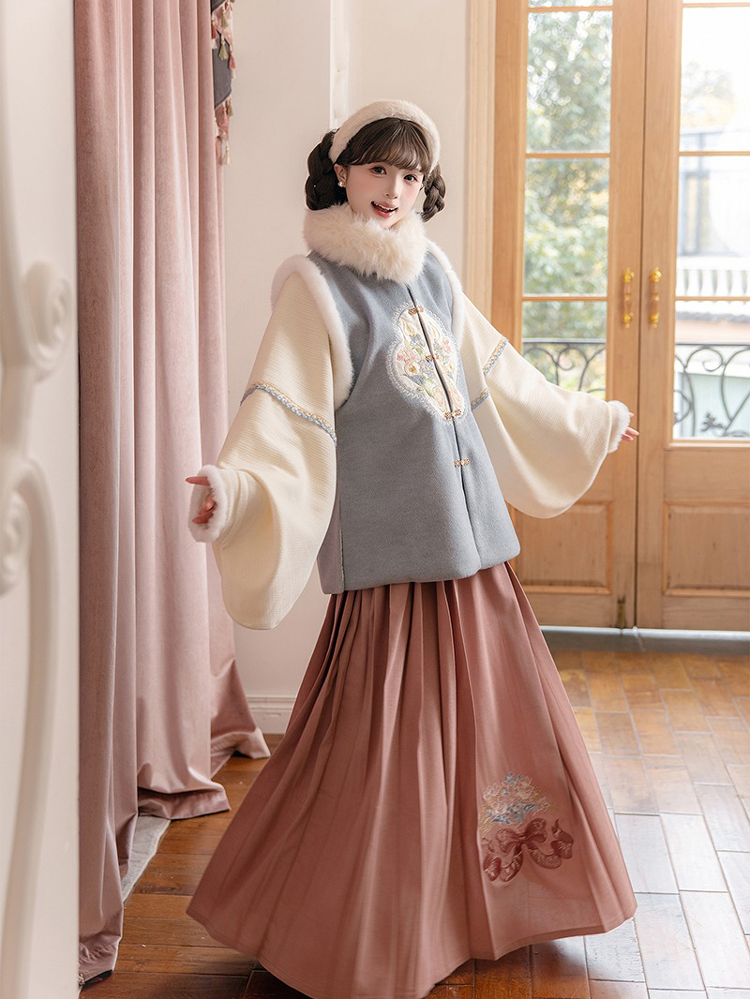 Women New Year Hanfu Bijia Set Ming Dynasty Style Thickened Winter Attire