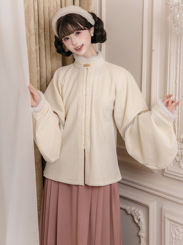 Women New Year Hanfu Bijia Set Ming Dynasty Style Thickened Winter Attire