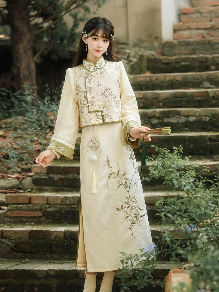 Women Spring Cheongsam Set New Vest Elegant Attire