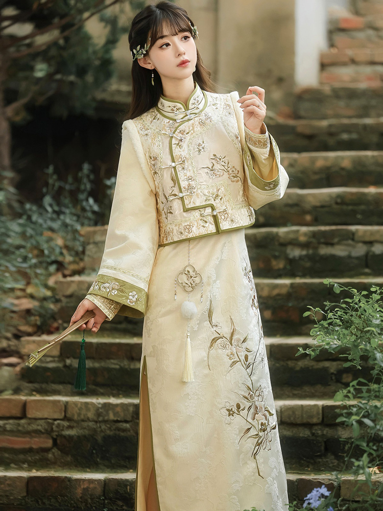 Women Spring Cheongsam Set New Vest Elegant Attire