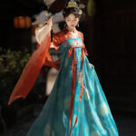 Women Tang Dynasty Hanfu Qixiong Set Spring Daily Wear Blue Skirt Ensemble