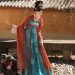 Women Tang Dynasty Hanfu Qixiong Set Spring Daily Wear Blue Skirt Ensemble