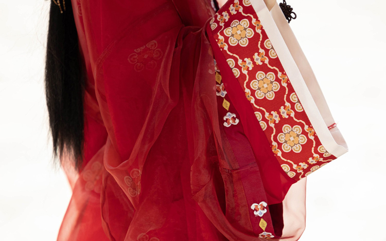 Women Warring States Period Hanfu Zhiju Long Red Dress Martial Arts Style