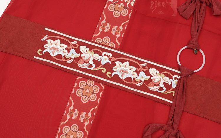 Women Warring States Period Hanfu Zhiju Long Red Dress Martial Arts Style