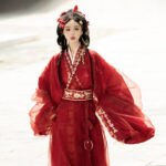 Women Warring States Period Hanfu Zhiju Long Red Dress Martial Arts Style