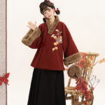 Women Winter Ming Dynasty Hanfu Persimmon-Patterned Thickened Daily Aoqun