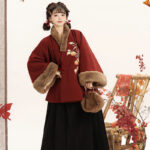 Women Winter Ming Dynasty Hanfu Persimmon-Patterned Thickened Daily Aoqun