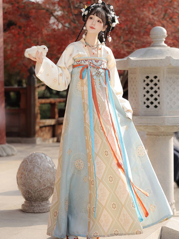 Women Winter Tang Dynasty Hanfu Qixiong Skirt Set Thickened New Year Attire