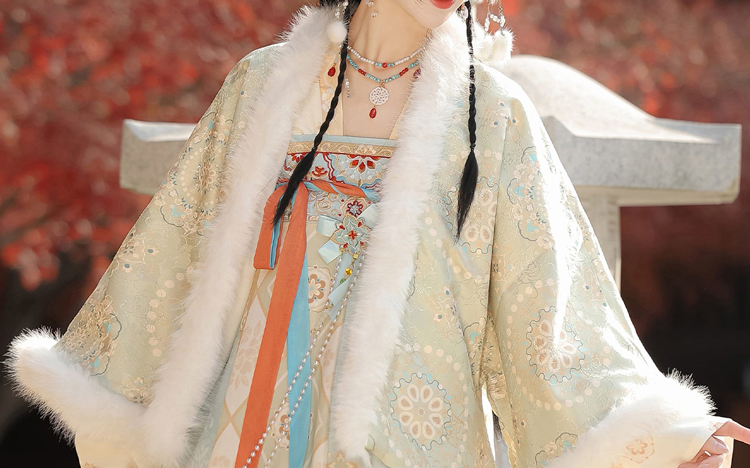 Women Winter Tang Dynasty Hanfu Qixiong Skirt Set Thickened New Year Attire