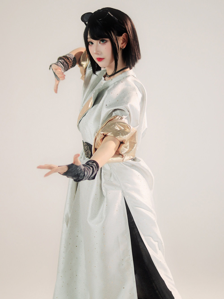 Couple Tang Dynasty Round-Neck Robes in Light Colors Loose-Fitting Martial Arts-Style Hanfu