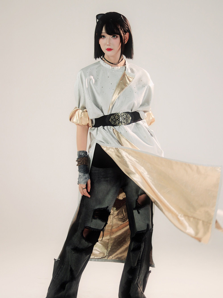 Couple Tang Dynasty Round-Neck Robes in Light Colors Loose-Fitting Martial Arts-Style Hanfu