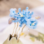 Hanfu Hair Comb Accessories Blue Ronghua Cheongsam Hairpiece