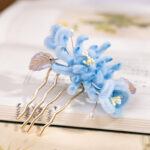 Hanfu Hair Comb Accessories Blue Ronghua Cheongsam Hairpiece
