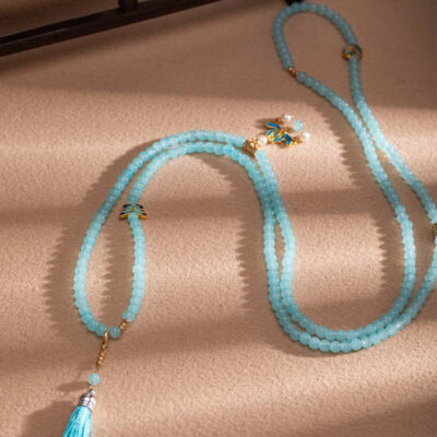 Light Blue Chinese-Style Necklace Cheongsam Accessory Hanfu Element Jewelry
