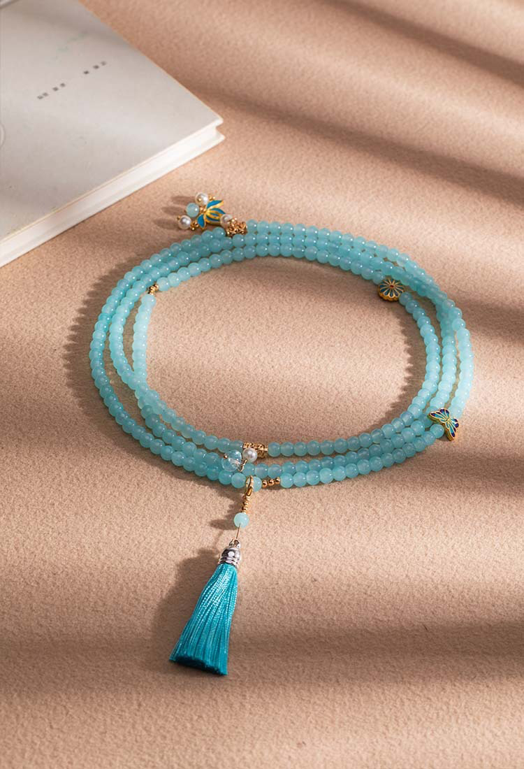 Light Blue Chinese-Style Necklace Cheongsam Accessory Hanfu Element Jewelry