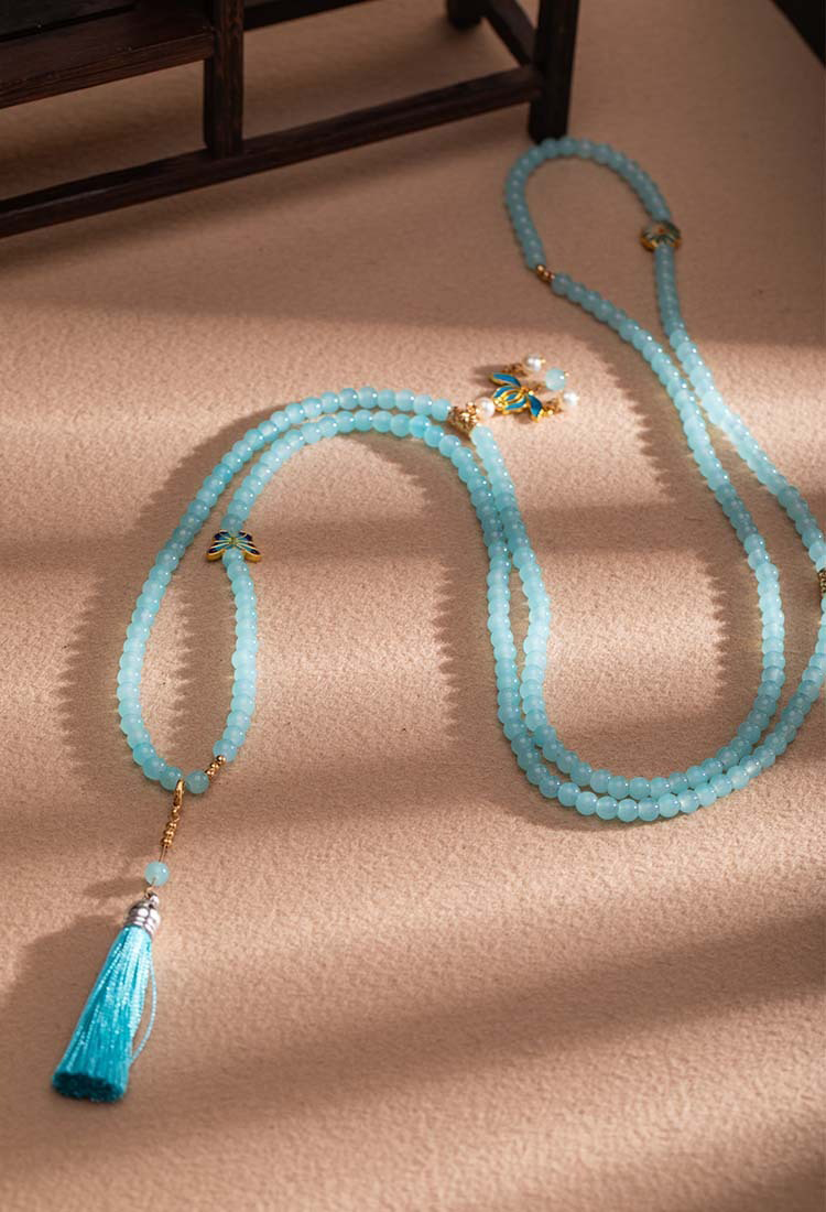Light Blue Chinese-Style Necklace Cheongsam Accessory Hanfu Element Jewelry