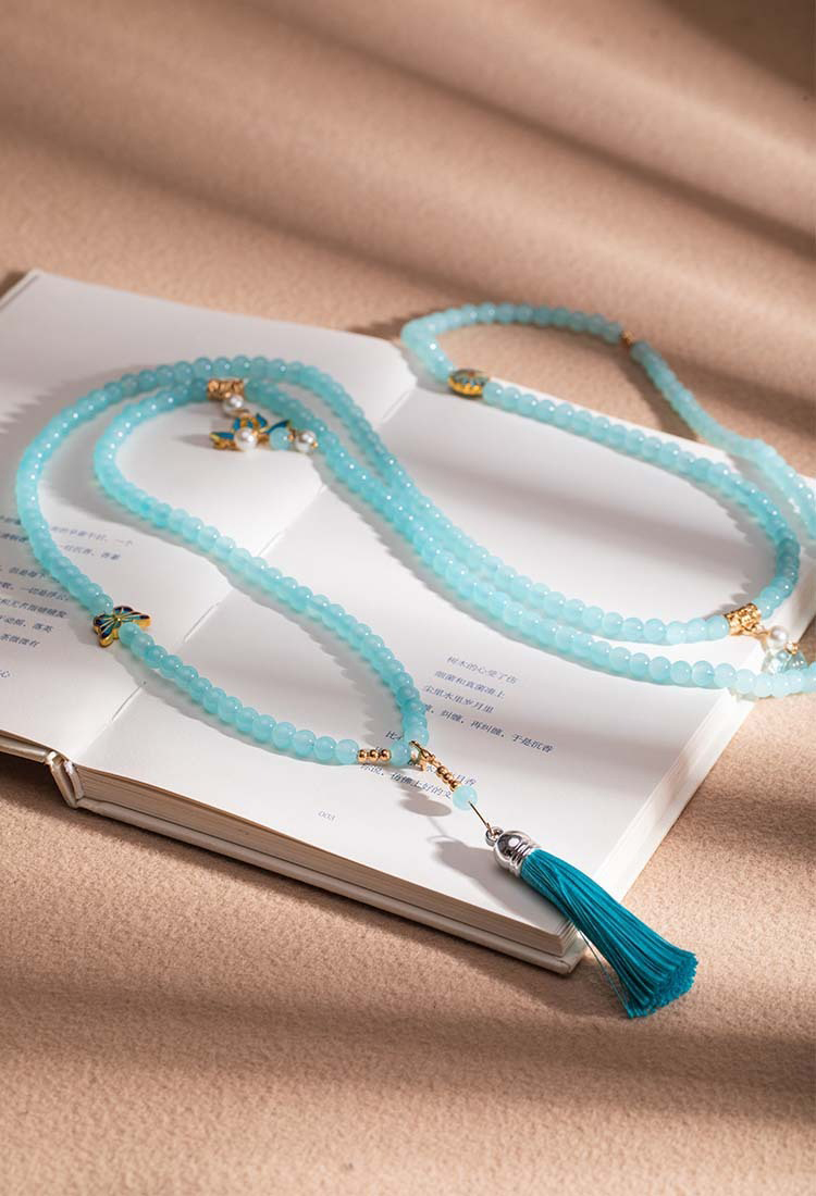 Light Blue Chinese-Style Necklace Cheongsam Accessory Hanfu Element Jewelry