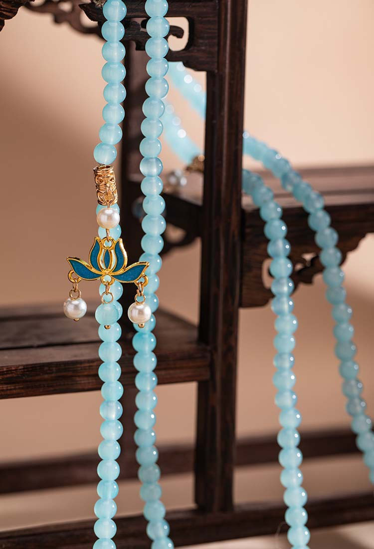 Light Blue Chinese-Style Necklace Cheongsam Accessory Hanfu Element Jewelry