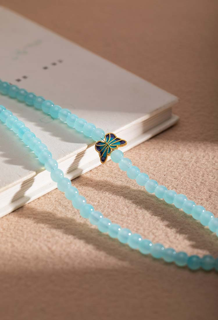 Light Blue Chinese-Style Necklace Cheongsam Accessory Hanfu Element Jewelry