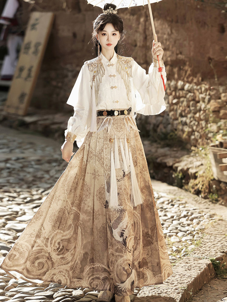 Martial Arts Hanfu Mamianqun Set with Han Elements for Spring