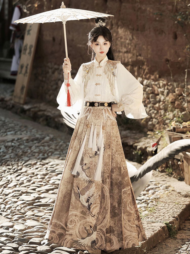 Martial Arts Hanfu Mamianqun Set with Han Elements for Spring