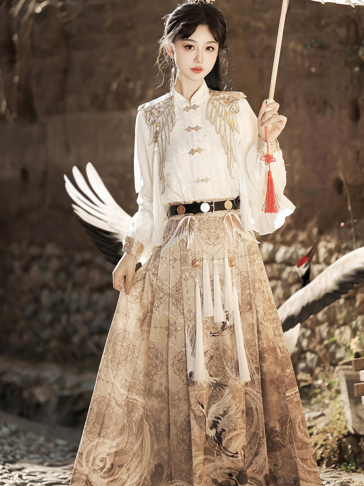 Martial Arts Hanfu Mamianqun Set with Han Elements for Spring