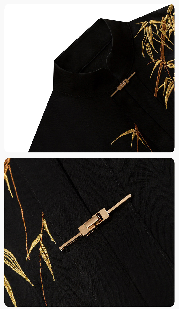 Ming Dynasty Style Hanfu Stand-Up Collar Coat with Embroidered Gold-Threaded Mamianqun Set