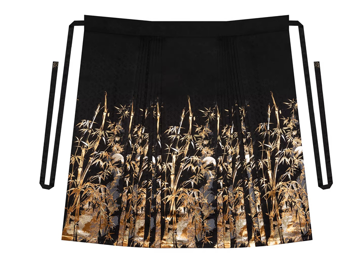 Ming Dynasty Style Hanfu Stand-Up Collar Coat with Embroidered Gold-Threaded Mamianqun Set