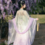Spring Hanfu Women's Long Tang Dynasty Style Wide-Sleeved Outer Garment with Qixiong Skirt