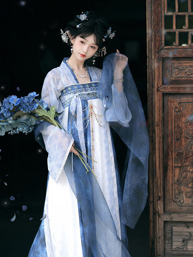 Spring Women Hanfu Tang-Style Qixiong Shanqun Ethereal Daily Set