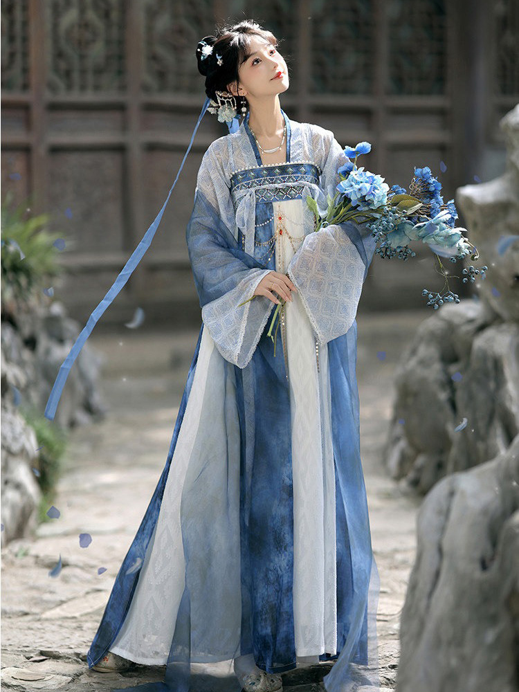 Spring Women Hanfu Tang-Style Qixiong Shanqun Ethereal Daily Set