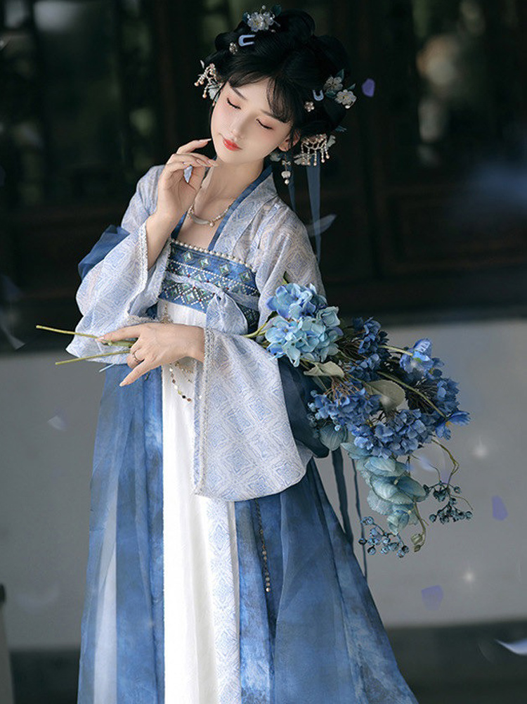 Spring Women Hanfu Tang-Style Qixiong Shanqun Ethereal Daily Set
