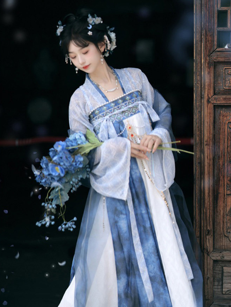 Spring Women Hanfu Tang-Style Qixiong Shanqun Ethereal Daily Set