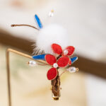 Traditional-Style Hair Accessories Winter Fuzzy Ball Hair Clips Handmade Velvet Hanfu Hair Ornaments