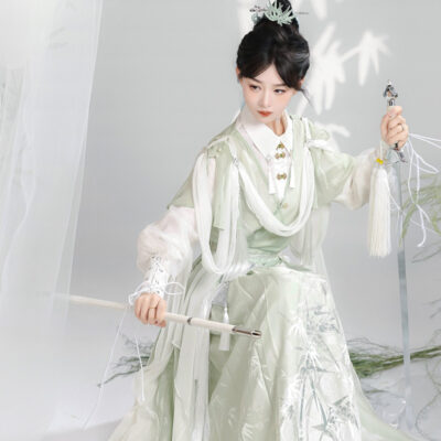 Women Martial Arts Hanfu Chinese-Style Bamboo Leaf Wuxia Flowing Attire