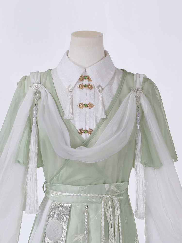 Women Martial Arts Hanfu Chinese-Style Bamboo Leaf Wuxia Flowing Attire 