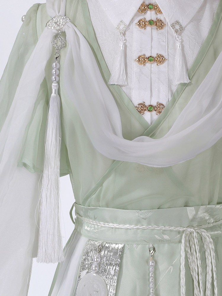 Women Martial Arts Hanfu Chinese-Style Bamboo Leaf Wuxia Flowing Attire 