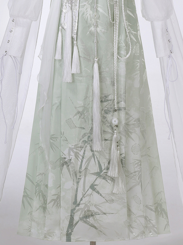 Women Martial Arts Hanfu Chinese-Style Bamboo Leaf Wuxia Flowing Attire 