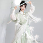 Women Martial Arts Hanfu Chinese-Style Bamboo Leaf Wuxia Flowing Attire