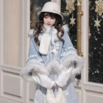 Women Winter Hanfu Blue Fashionable Fluffy Skirt Set