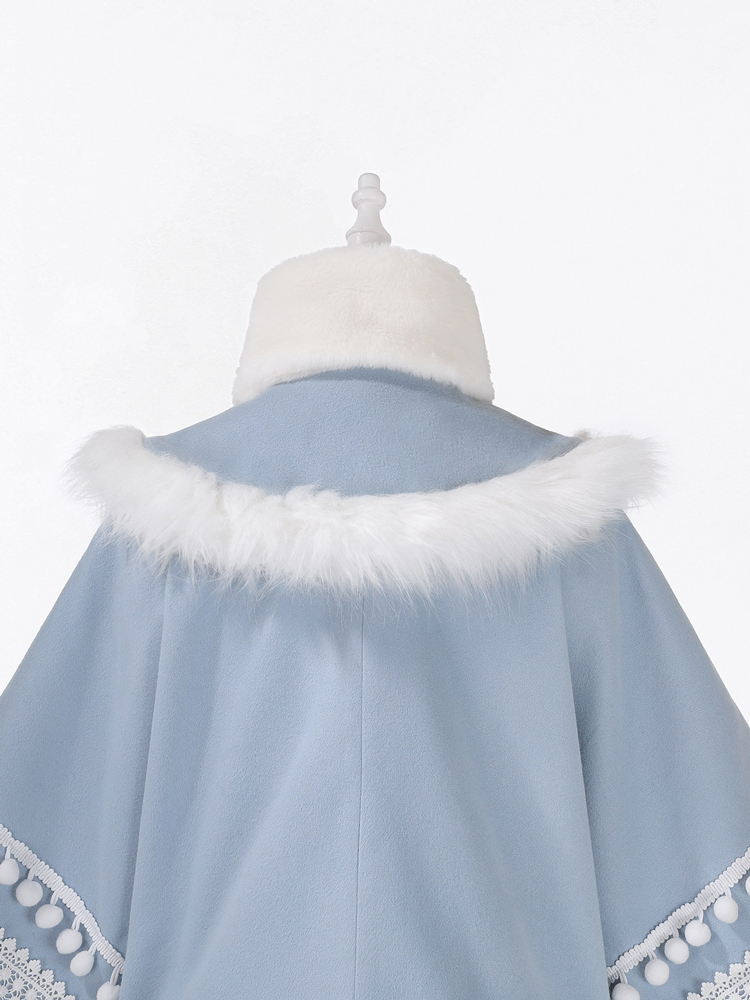 Women Winter Hanfu Blue Fashionable Fluffy Skirt Set