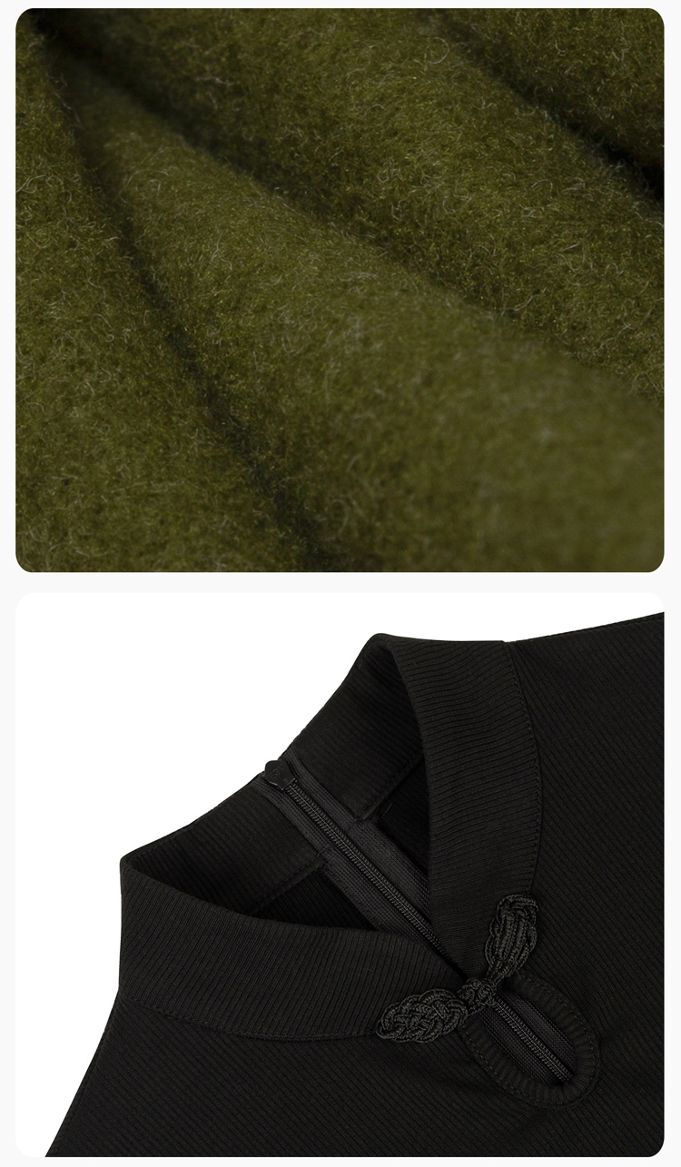 Women Winter Hanfu Round-Neck Coat Stand-Up Collar Bell-Sleeve Long Dress A-Line Slim-Fit Long Skirt