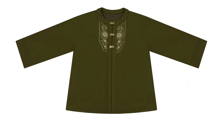 Women Winter Hanfu Round-Neck Coat Stand-Up Collar Bell-Sleeve Long Dress A-Line Slim-Fit Long Skirt