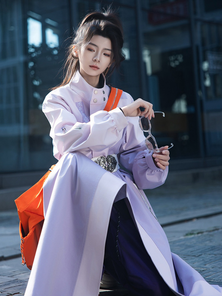 Women's Hanfu Round-Neck Robe Fashionable Windbreaker Outdoor Jacket