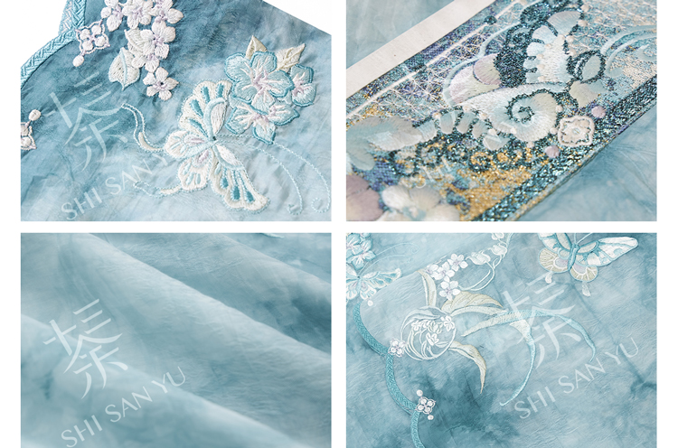 Women's Ming Dynasty Elegant Tencel Hanfu Mamian Skirt Set Dui Chuan Jiao