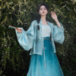 Women's Ming Dynasty Elegant Tencel Hanfu Mamian Skirt Set Dui Chuan Jiao