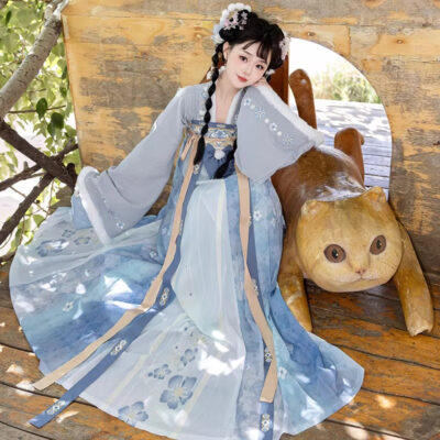 Women's Tang Dynasty Hanfu Winter Thickened Qixiong Shanqun with Shawl