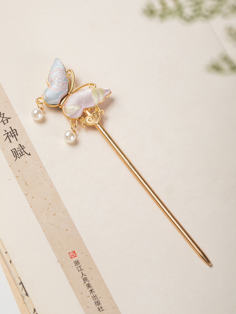 Butterfly Hairpin Handmade Hanfu Hair Accessory Intangible Cultural Heritage Element Headpiece