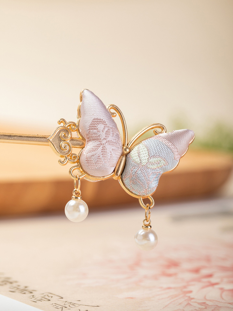 Butterfly Hairpin Handmade Hanfu Hair Accessory Intangible Cultural Heritage Element Headpiece